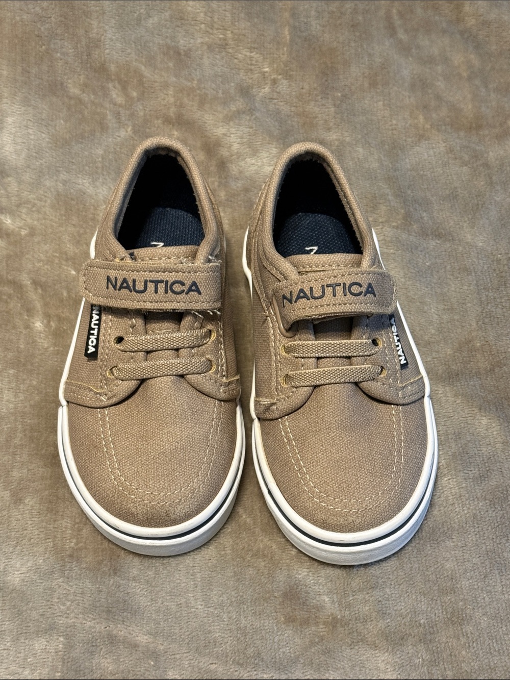 Nautica Kids Tan Canvas Velcro Sneakers 6c